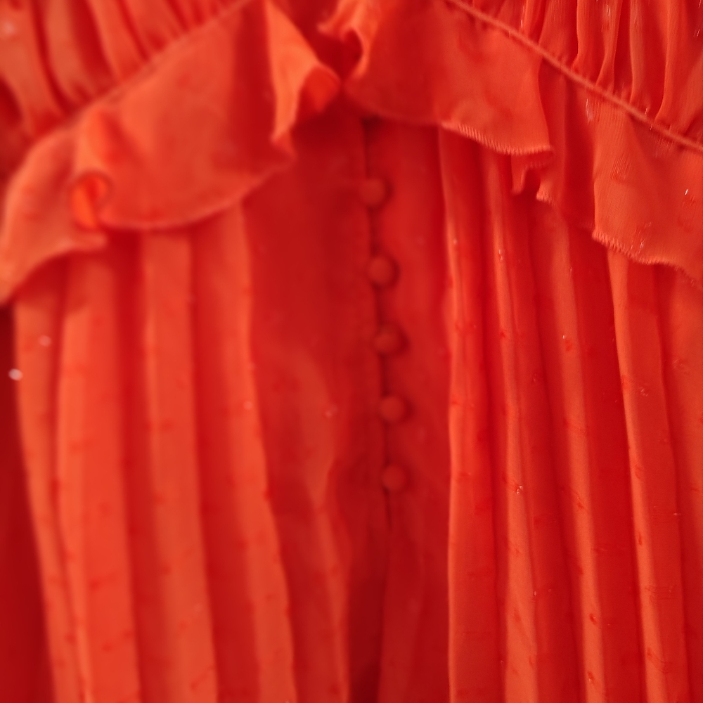 ASOS Curve Bright Orange Pleated Mini Dress - Picture 5 of 8